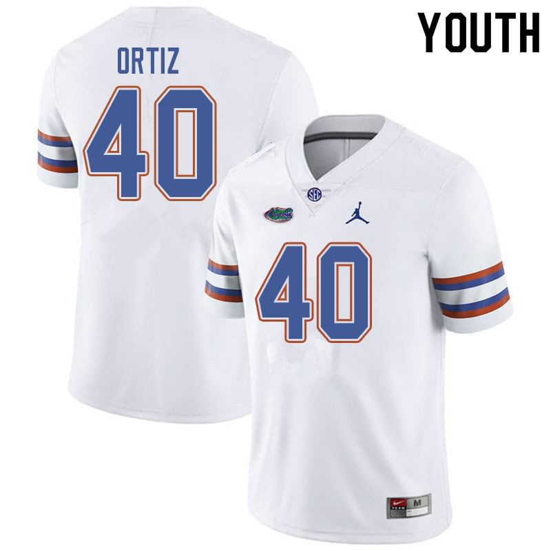 NCAA Florida Gators Marco Ortiz Youth #40 Jordan Brand White Stitched Authentic College Football Jersey TKL3364LH